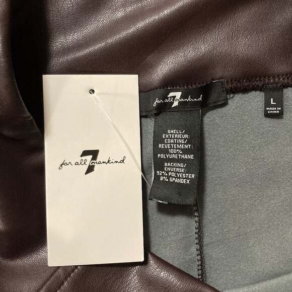 7 FOR ALL MANKIND Dark mahogany brown pleather pants NWT ~ MEDIUM LARGE skinnies - Picture 2 of 9